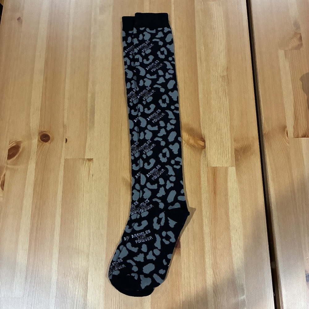 Assholes Live Forever Leopard print Knee-High Socks